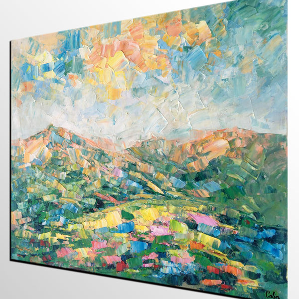 Mountain Landscape Painting, Large Wall Art Paintings, Custom Canvas Painting for Bedroom, Landscape Wall Art Paintings, Original Oil Painting-Art Painting Canvas