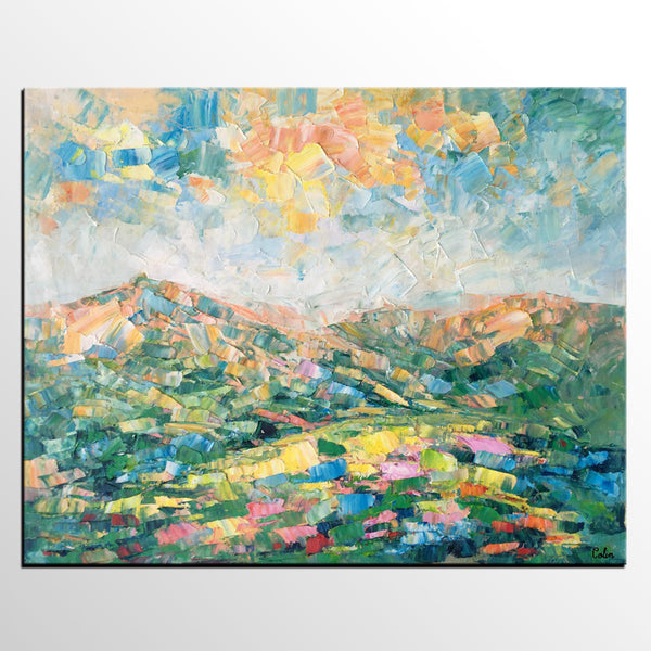 Mountain Landscape Painting, Large Wall Art Paintings, Custom Canvas Painting for Bedroom, Landscape Wall Art Paintings, Original Oil Painting-Art Painting Canvas