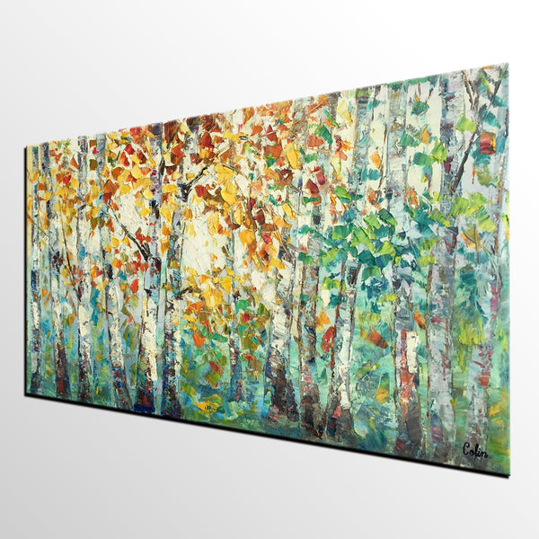 Autumn Tree Landscape Painting, Landscape Painting for Sale, Autumn Paintings, Living Room Wall Art Paintings, Custom Original Painting-Art Painting Canvas