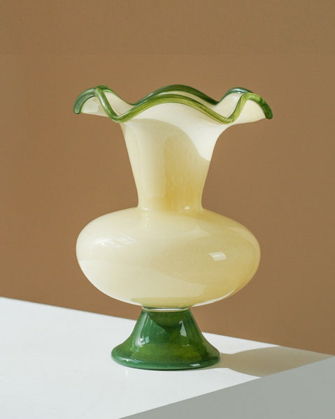 Contemporary Vase for Modern Home Decor, Unique Modern Glass Vase, Modern Glass Flower Vases, Handmade Liuli Vases, Centerpiece Vases on Table-Art Painting Canvas