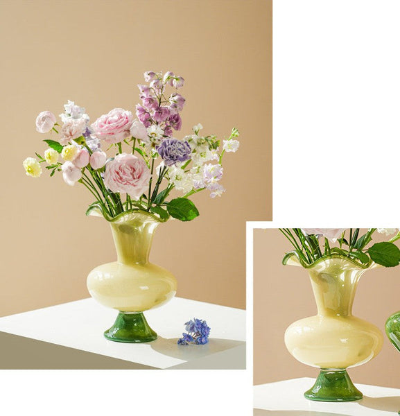 Contemporary Vase for Modern Home Decor, Unique Modern Glass Vase, Modern Glass Flower Vases, Handmade Liuli Vases, Centerpiece Vases on Table-Art Painting Canvas