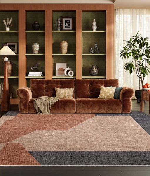 Mid Century Contemporary Modern Rugs, Abstract Modern Rugs for Living Room, Contemporary Geometric Carpets, Oversized Modern Rugs under Dining Room Table-Art Painting Canvas