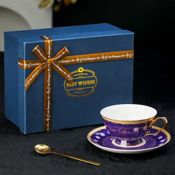 Ceramic Tea Cup and Saucer Set, Porcelain Coffee Cup with Saucer, British Royal Tea Cup and Saucer Set in Gift Box, Porcelain Tea Cup and Saucer Set-Art Painting Canvas