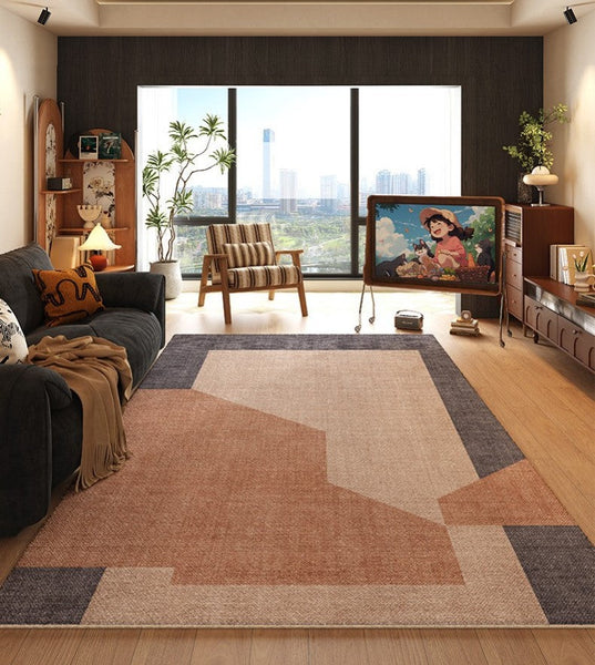 Mid Century Contemporary Modern Rugs, Abstract Modern Rugs for Living Room, Contemporary Geometric Carpets, Oversized Modern Rugs under Dining Room Table-Art Painting Canvas