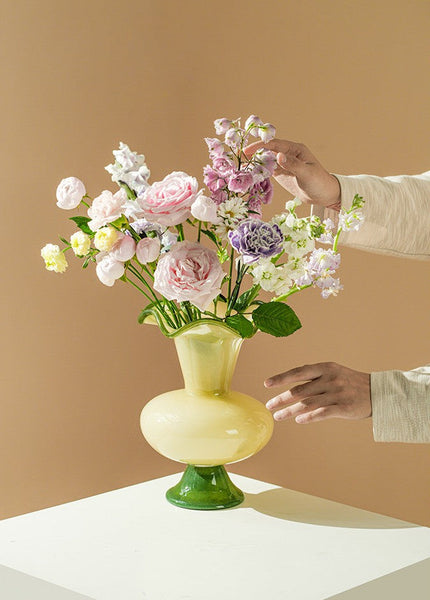 Unique Modern Glass Vase, Contemporary Vase for Modern Home Decor, Modern Glass Flower Vases, Handmade Liuli Vases, Centerpiece Vases on Table-Art Painting Canvas