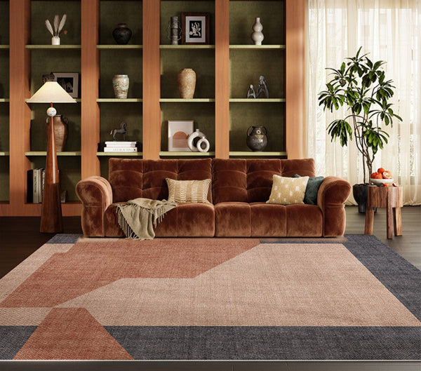 Mid Century Contemporary Modern Rugs, Abstract Modern Rugs for Living Room, Contemporary Geometric Carpets, Oversized Modern Rugs under Dining Room Table-Art Painting Canvas