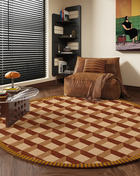 Modern Rugs under Chairs, Bedroom Modern Round Rugs, Dining Room Contemporary Round Rugs, Circular Modern Rug Ideas for Living Room-Art Painting Canvas