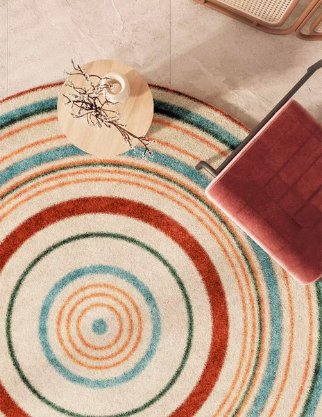 Abstract Contemporary Round Rugs, Geometric Modern Rugs for Bedroom, Thick Round Rugs for Dining Room, Modern Area Rugs under Coffee Table