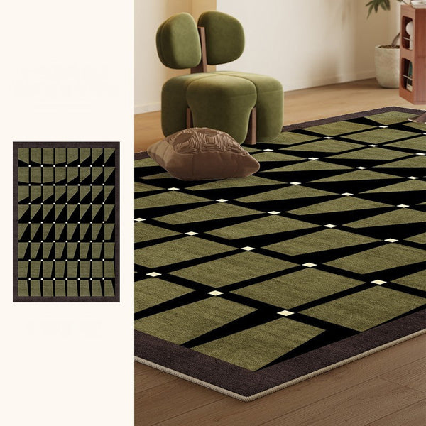 Modern Rugs for Dining Room, Modern Living Room Rug Ideas, Mid Century Modern Rugs Next to Bed, Green Contemporary Rugs for Bedroom-Art Painting Canvas