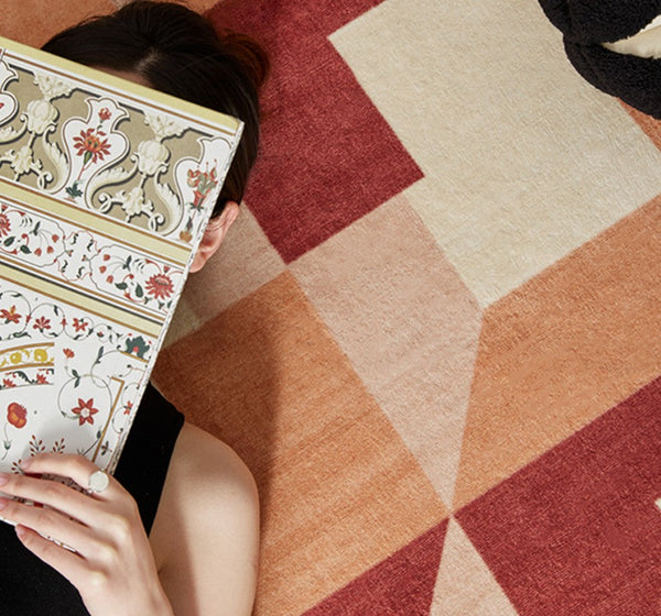 Modern Rugs for Dining Room, Large Modern Rugs for Living Room, Mid Century Modern Rugs for Bedroom, Abstract Geometric Modern Rugs-Art Painting Canvas