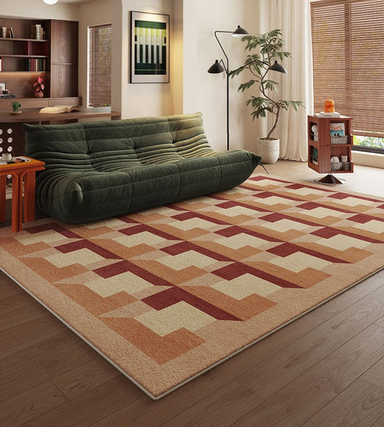 Modern Rugs for Dining Room, Large Modern Rugs for Living Room, Mid Century Modern Rugs for Bedroom, Abstract Geometric Modern Rugs-Art Painting Canvas