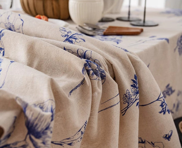 Dining Room Flower Table Cloths, Large Rectangular Table Covers for Kitchen, Farmhouse Table Cloth, Wedding Tablecloth, Square Tablecloth for Oval Table-Art Painting Canvas