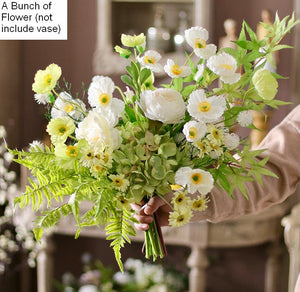 Table Centerpiece, Large Bunch of Romantic Flowers, Beautiful Spring Flower Arrangement for Home Decoration, Real Touch Artificial Floral for Living Room-Art Painting Canvas