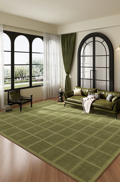 Contemporary Modern Rugs for Living Room, Minimalist Geometric Rugs for Living Room, Mid Century Modern Rugs, Green Absract Rugs for Bedroom-Art Painting Canvas