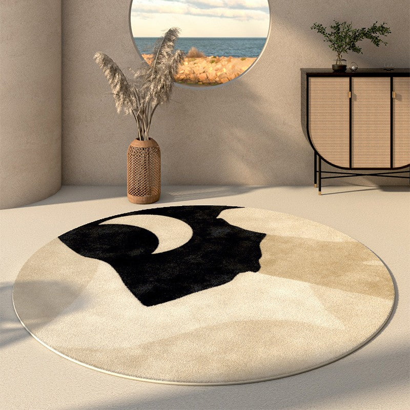 Modern Runner Rugs Next to Bed, Round Area Rug for Dining Room, Coffee Table Rugs, Contemporary Area Rugs for Bedroom, Circular Modern Area Rugs-Art Painting Canvas