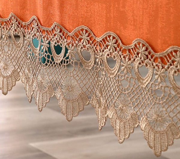 Orange Modern Table Cover for Dining Room Table, Large Modern Rectangle Tablecloth, Square Tablecloth for Round Table, Lace Tablecloth for Home Decoration-Art Painting Canvas
