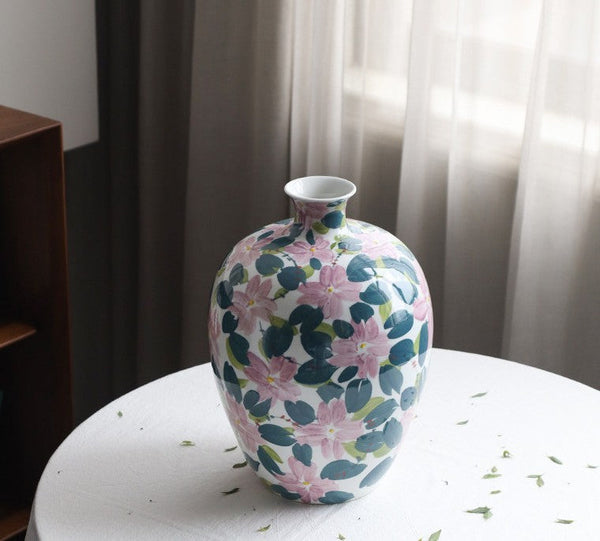Centerpiece Ceramic Bouquet Vases, Contemporary Vases on Dining Table, Unique Handmade Modern Flower Vase, Large Porcelain Vases for Modern Home Decor-Art Painting Canvas