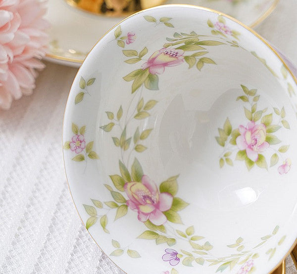 Elegant Ceramic Coffee Cups, Beautiful British Tea Cups, Unique Traditional Afternoon Tea Cup and Saucer in Gift Box, Royal Porcelain Tea Cup Set-Art Painting Canvas