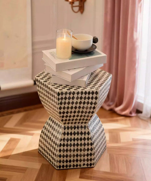 Modern Side Table, Bedside Small Side Table, Contemporary Bedside Table, Small End Table, Shell Small Sofa Side Table, Portable Casual Side Table, Creative Coffee Table, Contemporary Side Table-Art Painting Canvas