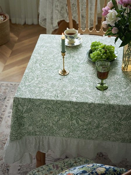 Natural Spring Farmhouse Table Cloth, Extra Large Rectangle Tablecloth for Dining Room Table, Flower Pattern Cotton Tablecloth, Square Tablecloth for Round Table-Art Painting Canvas
