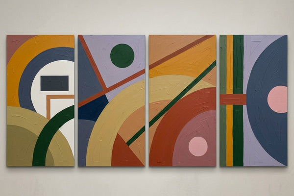 Modern Contemporary Paintings, Geometric Abstract Paintings, Hand Painted Canvas Art, Multi Panel Wall Painting