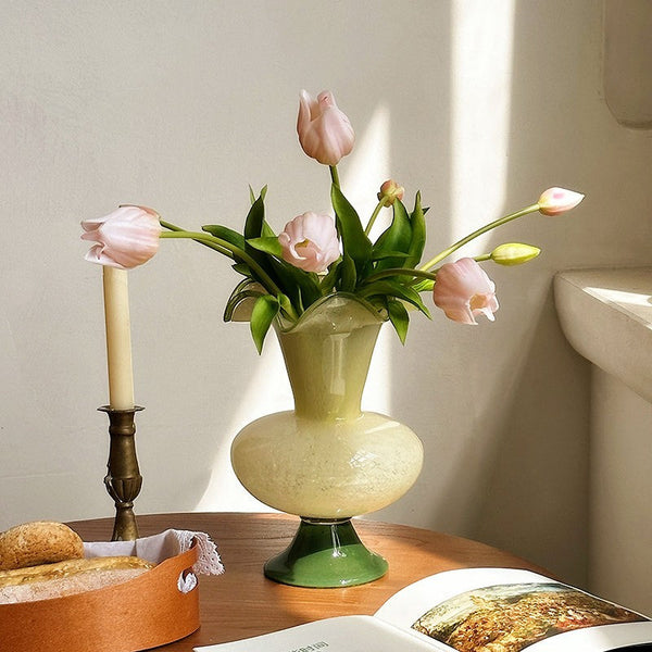 Bouquet Flower Vase, Vintage Glass Flower Vases, Water Holding Flower Vases, Glass Bud Vases, Handmade Flower Vases on Table-Art Painting Canvas