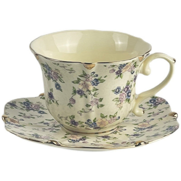 British Traditional Afternoon Tea Cup and Saucer in Gift Box, 7.8 oz Porcelain Tea Cup Saucer Set, Unique Tea Cup and Saucers, Royal Ceramic Cups, Elegant Vintage Ceramic Coffee Cups-Art Painting Canvas