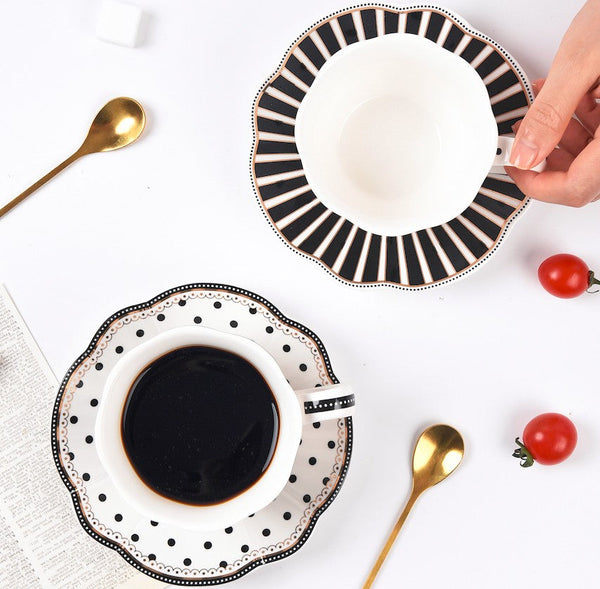 Creative Porcelain Tea Cup Saucer Set, Elegant Modern Ceramic Coffee Cups, Unique Porcelain Cup and Saucer, Afternoon British Tea Cups-Art Painting Canvas