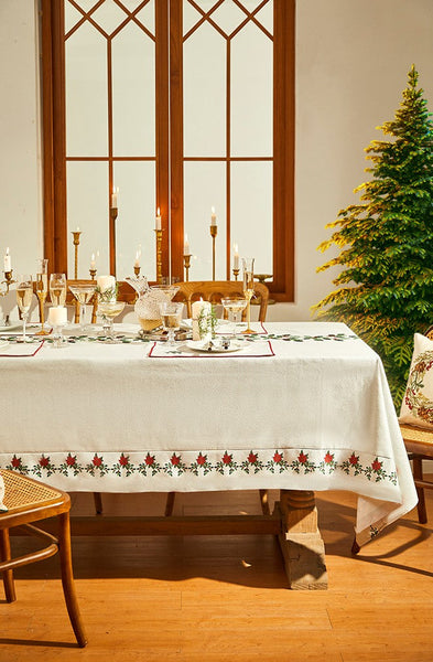 Modern Rectangle Tablecloth for Dining Room Table, Flower Pattern Tablecloth for Home Decoration, Square Tablecloth, Farmhouse Table Cloth, Christmas Tablecloth-Art Painting Canvas