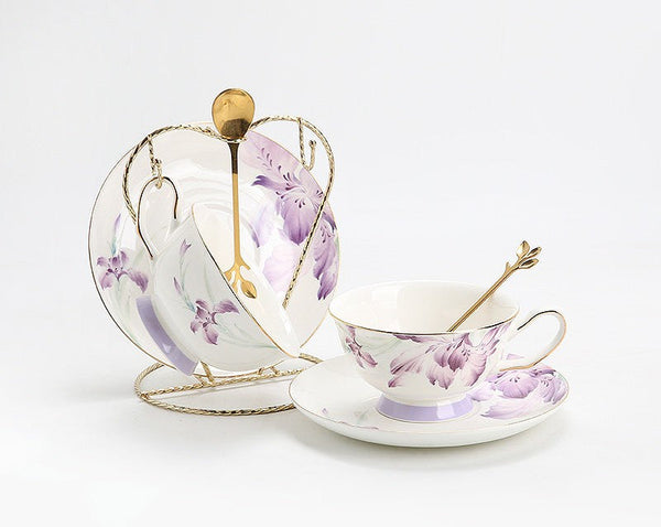 Elegant Coffee Cup, Porcelain Coffee Cup, Ceramic Tea Cup Set, Luxury Tea Cup with Saucer, Porcelain Tea cups, British Tea Cup Set, Afternoon Tea Cup with Saucer Set-Art Painting Canvas