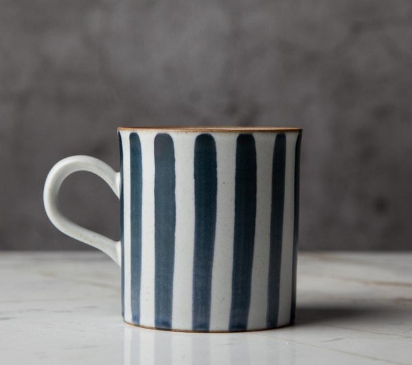 Latte Coffee Mug, Large Capacity Coffee Cup, 10 oz Pottery Tea Cup, Handmade Pottery Coffee Cup-Art Painting Canvas