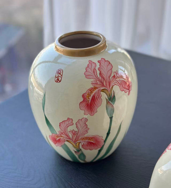 Centerpiece Ceramic Bouquet Vases, Handmade Modern Flower Vase, Large Flower Vases on Dining Table, Porcelain Flower Vases-Art Painting Canvas