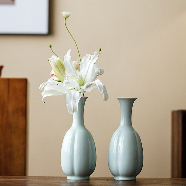 Small Flower Vases on Table, Rustic Porcelain Flower Vases, Ceramic Bud Vases, Handmade Water Holding Flower Vase-Art Painting Canvas