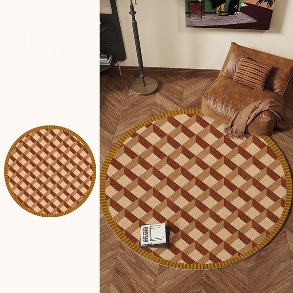Modern Rugs under Chairs, Bedroom Modern Round Rugs, Dining Room Contemporary Round Rugs, Circular Modern Rug Ideas for Living Room-Art Painting Canvas