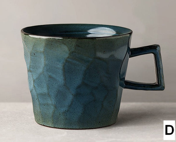 Modern Handmade Pottery Coffee Cup, Creative Brown White Black Blue Ceramic Coffee Mugs, Large Unique Tea Cup, Large Capacity Coffee Cups-Art Painting Canvas