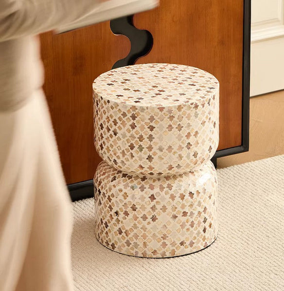 Elegant Small End Table, Modern Side Table, Contemporary Bedside Table, Bedside Small Side Table, Creative Coffee Table, Contemporary Side Table, Portable Casual Side Table, Shell Small Sofa Side Table-Art Painting Canvas