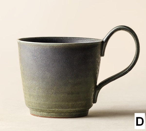 Modern Handmade Pottery Coffee Cup, Creative Brown Green Blue Ceramic Coffee Mugs, Large Unique Tea Cup, Large Capacity Coffee Cups-Art Painting Canvas