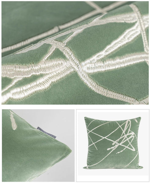 Abstract Contemporary Throw Pillow for Living Room, Green Decorative Throw Pillows for Couch, Large Modern Sofa Throw Pillows-Art Painting Canvas