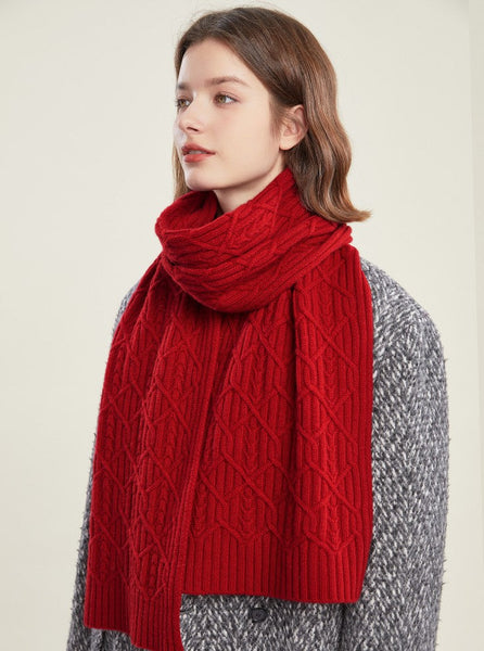 Cold Weather Scarf, Casual Scarf for Women, Fashion Designer Scarf, Red Winter Scarf, Modern Wool Scarf for Women, Soft Cashmere Scarf for Women-Art Painting Canvas