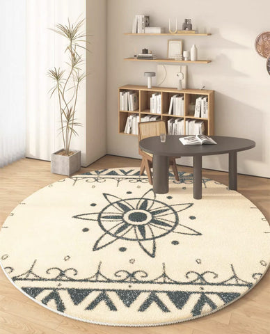 Dining Room Modern Rugs, Abstract Geometric Round Rugs under Sofa, Modern Area Rugs under Coffee Table, Contemporary Modern Rugs for Bedroom-Art Painting Canvas