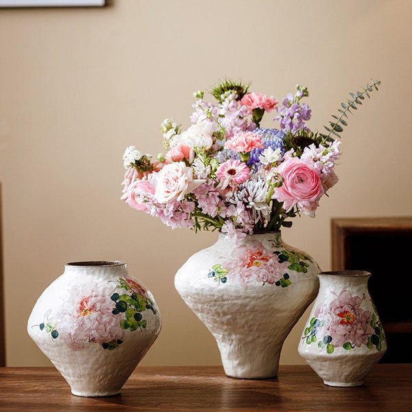 Flower Vases on Table, Handmade Water Holding Flower Vases, Centerpiece on Dining Table, Modern Porcelain Flower Vases, Ceramic Bouquet Vases-Art Painting Canvas