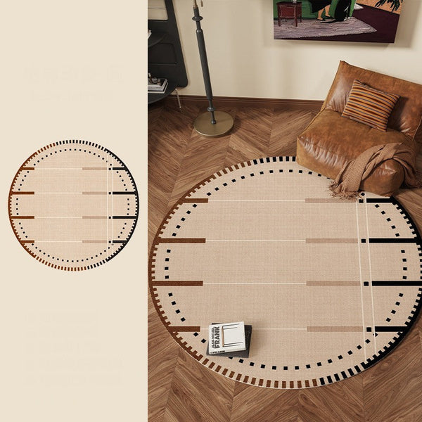 Geometric Round Rugs for Dining Room, Contemporary Modern Rugs, Mid Century Modern Rugs under Chairs, Bedroom Circular Modern Rugs-Art Painting Canvas