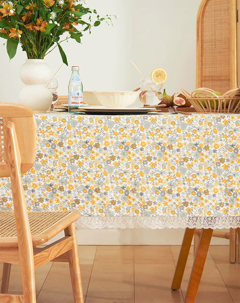 Dining Room Flower Table Cloths, Cotton Rectangular Table Covers for Kitchen, Farmhouse Table Cloth, Wedding Tablecloth, Square Tablecloth for Round Table-Art Painting Canvas