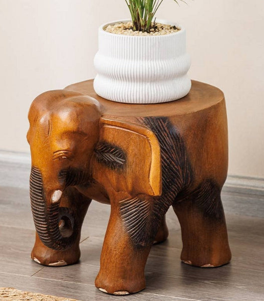 Handmade Solid Wood low Stool, Elephant Wooden Stool, Elephant Sofa Stool, Dining Table Stool, Creative Shoe-changing Stool-Art Painting Canvas