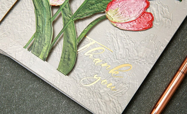 Creative Birthday Greeting Card, Tulip Flower Greeting Cards, Beautiful Greeting Cards to Friends, Original Handmade Greeting Cards-Art Painting Canvas