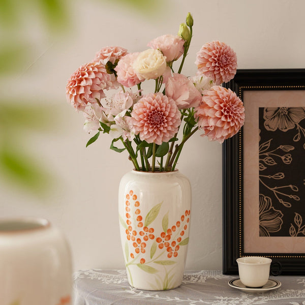 Dining Table Centerpiece, Ceramic Bouquet Vases, Porcelain Flower Vases, Large Flower Vases on Table, Handmade Water Holding Flower Vase-Art Painting Canvas