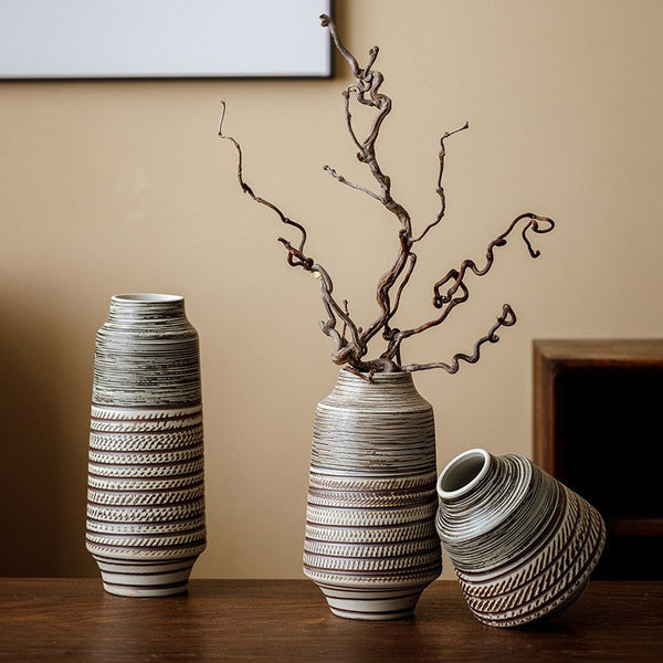 Modern Bouquet Flower Vases, Centerpiece on Dining Table, Handmade Pottery Flower Vases Urn, Water Holding Flower Vases, Large Flower Vase on Table-Art Painting Canvas