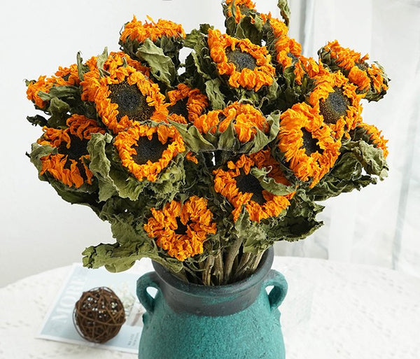 Flower Arrangement, Natural Decorations, A Bunch of Sunflowers, Handmade Artificial Flowers for Home Decor, Natural Dried Sunflower Stems-Art Painting Canvas