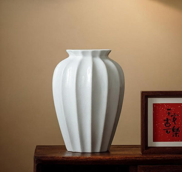 Large Flower Vases on Table, Centerpiece Ceramic Bud Vases, Porcelain Flower Vases, Handmade Water Holding Flower Vase-Art Painting Canvas