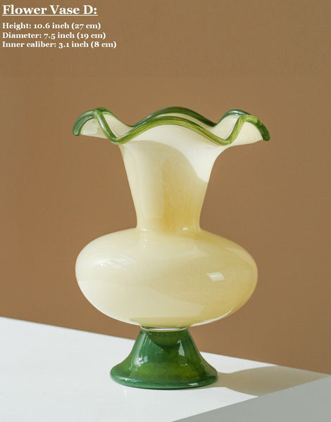 Contemporary Vase for Modern Home Decor, Unique Modern Glass Vase, Modern Glass Flower Vases, Handmade Liuli Vases, Centerpiece Vases on Table-Art Painting Canvas